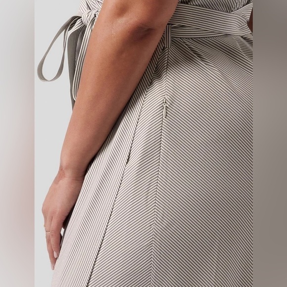 Athleta Newport Wrap Dress City Stripe Black/Sea Salt Medium - Picture 4 of 13